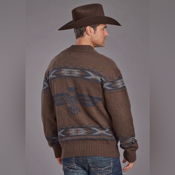 NEW with tags- Men’s Stetson Thunderbird Brown Cardigan - Picture 2 of 6